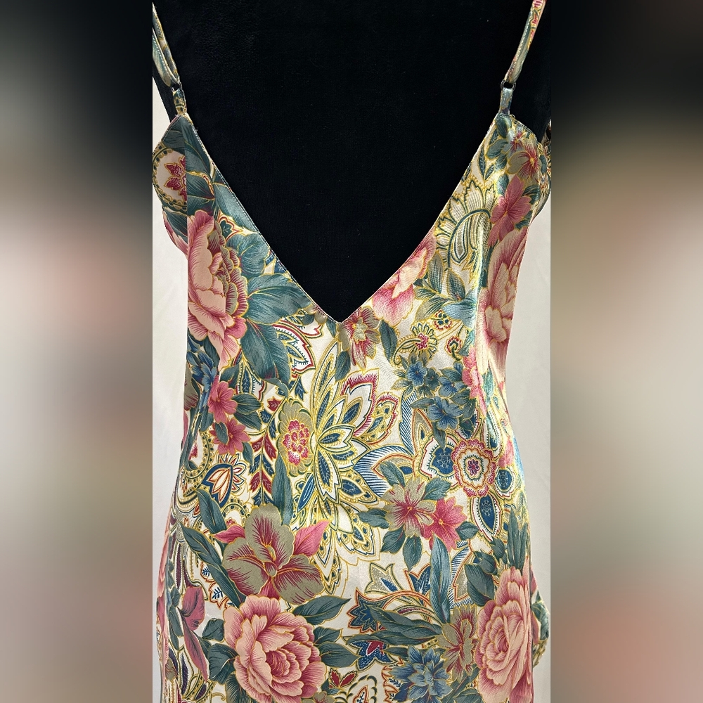 Vtg Victoria's Secret gold label lace satin floral nightie slip dress babydoll - Picture 4 of 11